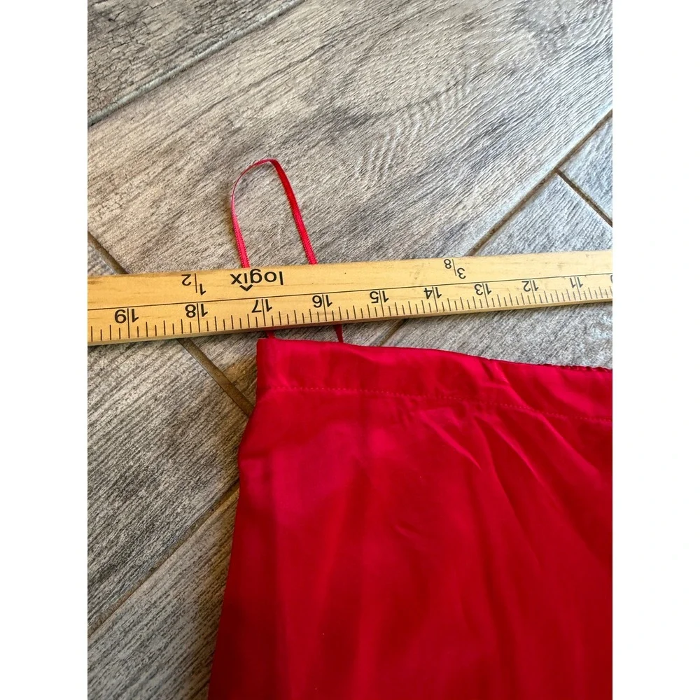Natori Pajama Set 2‎ pc Large Red Satin Shirt Button Down Long Sleeve Pants ReAd